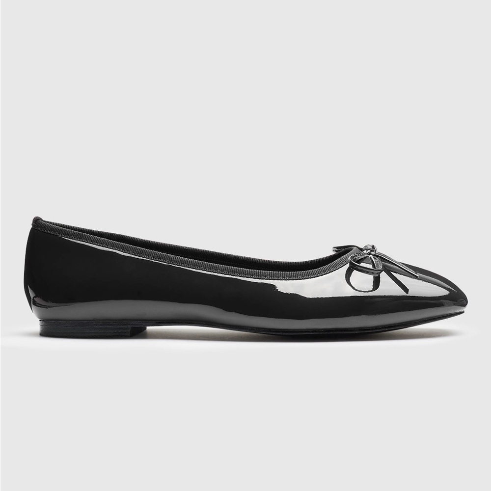 Cider Womens 39 Faux Patent Leather Bow Decor Square Toe Ballet Mary Jane Flats - Picture 2 of 15